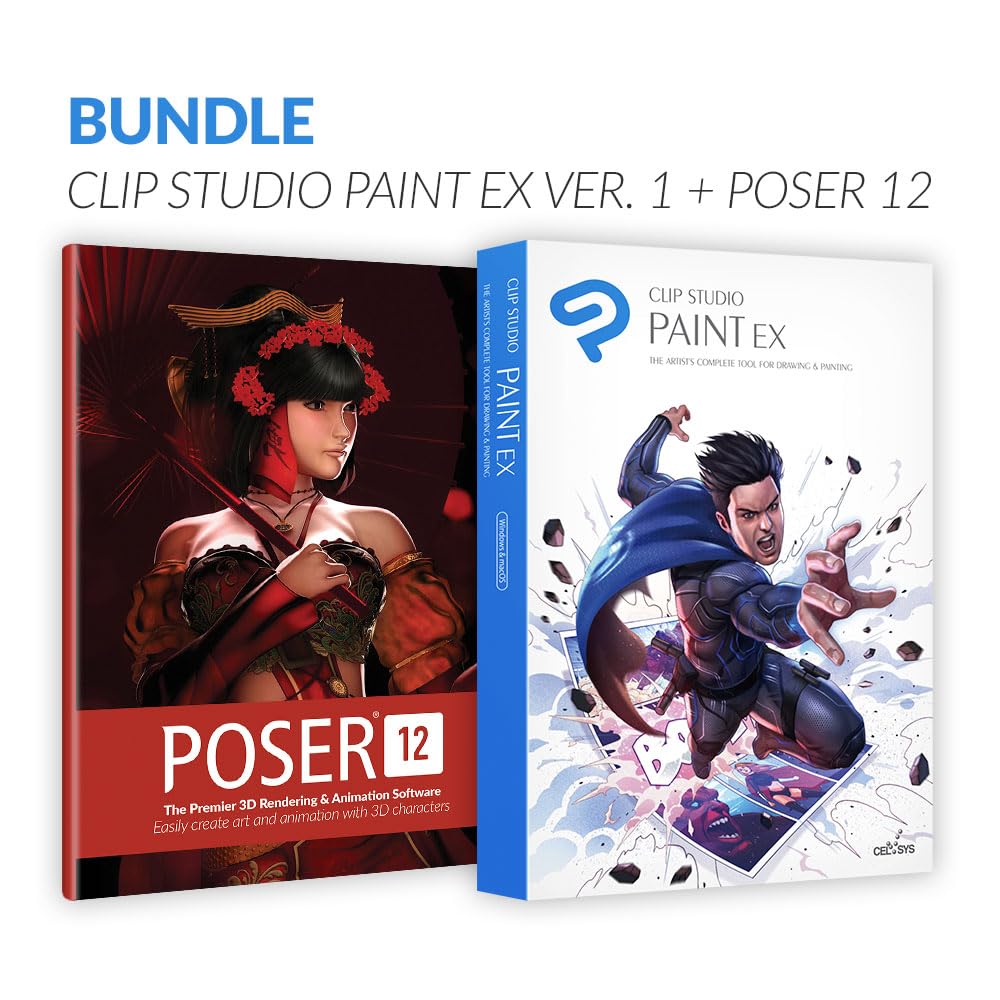 CLIP STUDIO PAINT PRO & WH851セット Pacote Clip Studio Paint EX + Poser 12 | Para Windows e MacOS